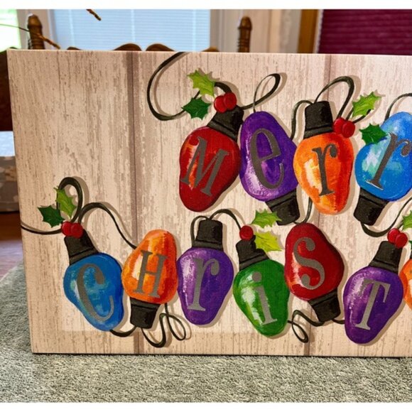 The Cute Holiday Picture Merry Christmas Lights Textual Art on Wrapped Canvas - Picture 2 of 8